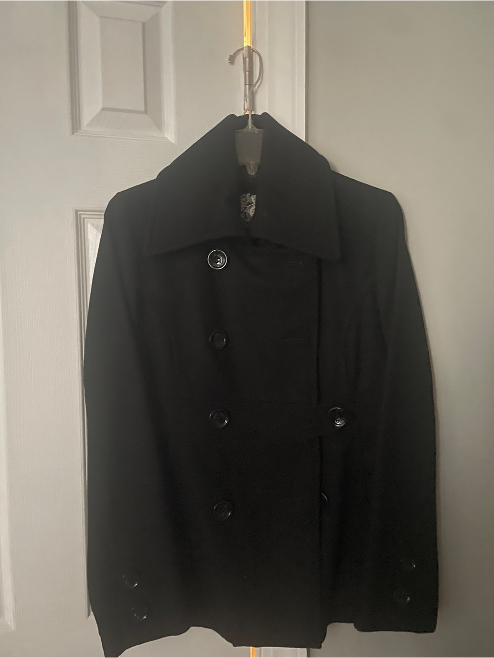 Women's Classic Black Double-Breasted Peacoat